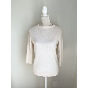 Talbots 100% Cashmere Cream Boatneck Sweater M